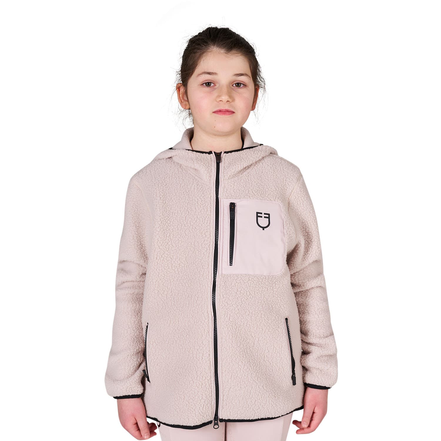 EQUESTRO Equestro Teddy Fleece Vest Kind met Capuchon